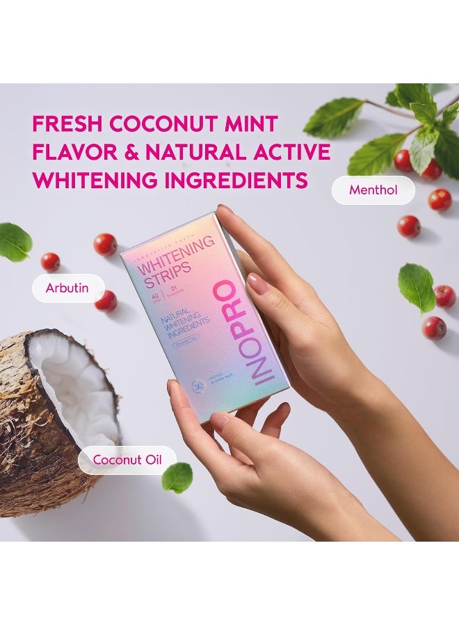 InoPro Teeth Whitening Strips 21 Treatments Kit - Teeth Whitener, Peroxide Free, Enamel Safe Green Whitestrips, Deep Stains Removal - Instant Teeth Whitening Without The Harm (42 Strips) - Image 3